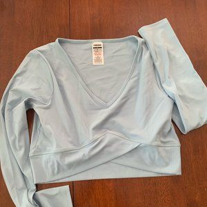 Gymshark Women's Crossover Long Sleeve Crop Top- IceBerg Blue